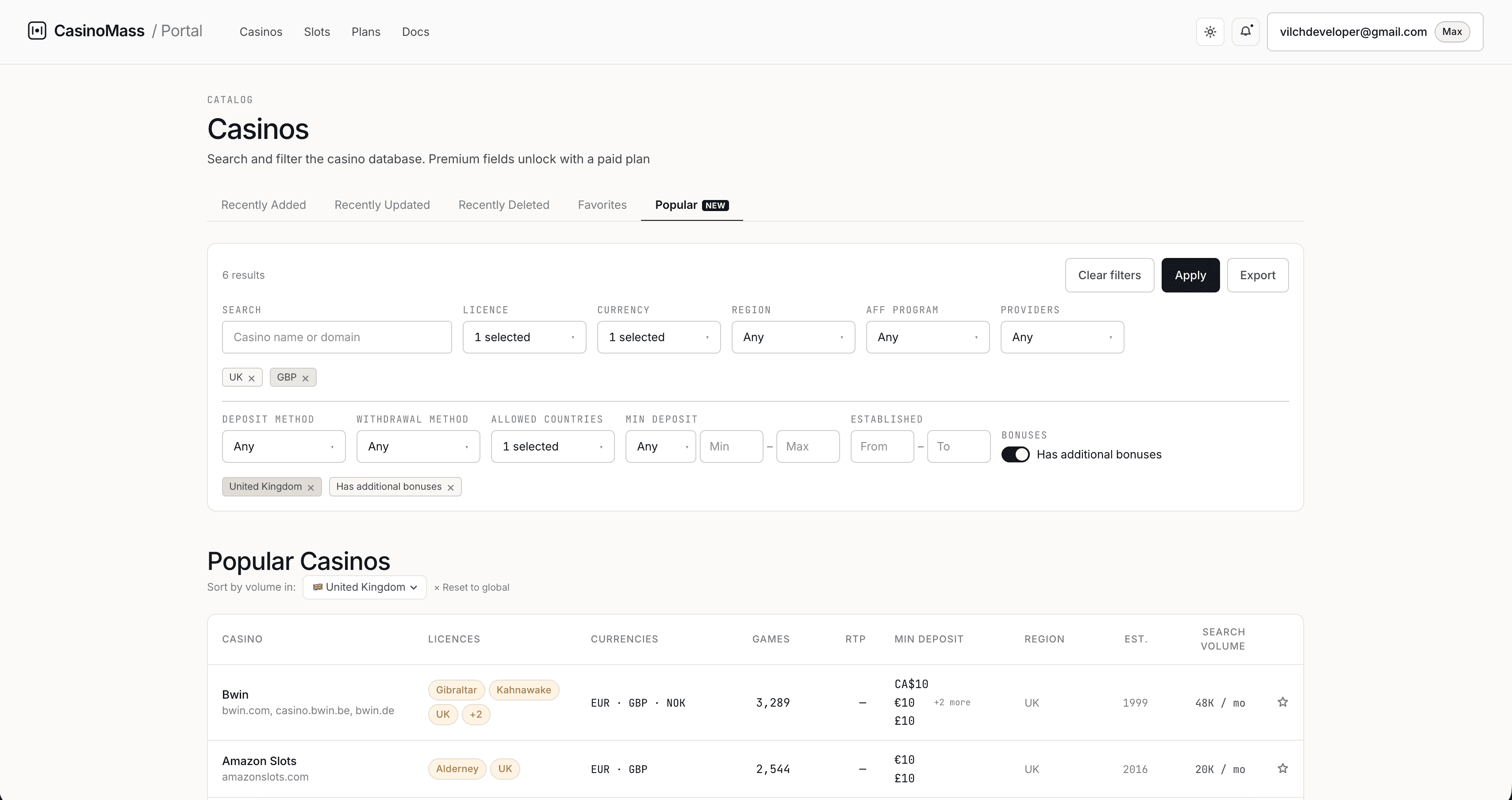 CasinoMass — casino & slots database